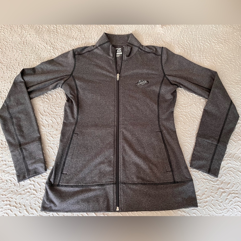 OKC Thunder Basketball Team Jacket Cutter & Buck Sz S/P Women’s Gray